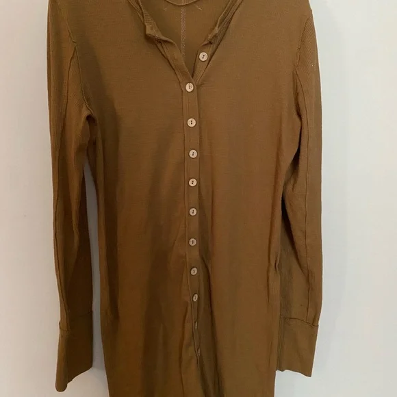 We The Free Camel Ribbed Henley Dress - Picture 2 of 5